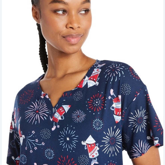 Celebrate It Fireworks Pajama Top - Navy and Red - Picture 1 of 3
